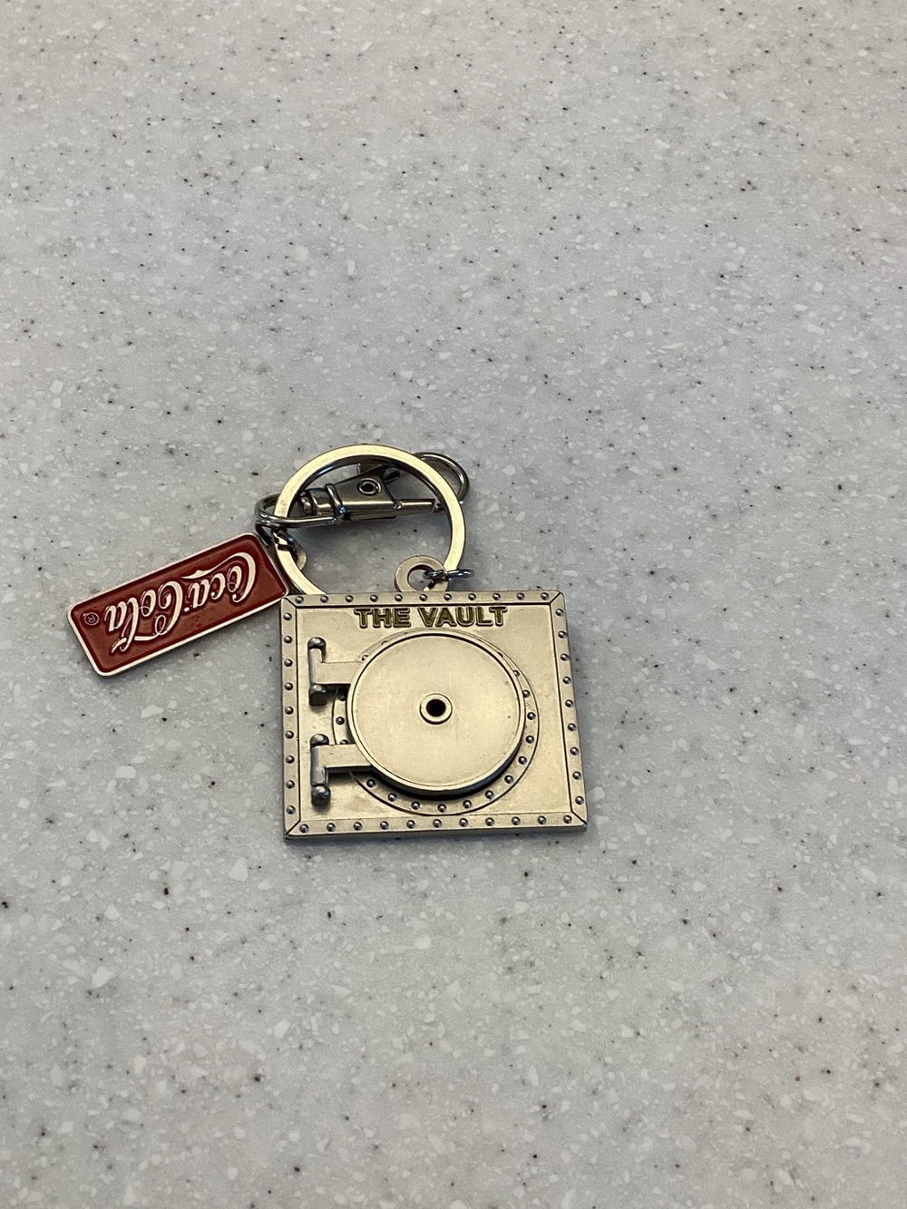 Coca Cola Silver Keychain with Red Logo Tag